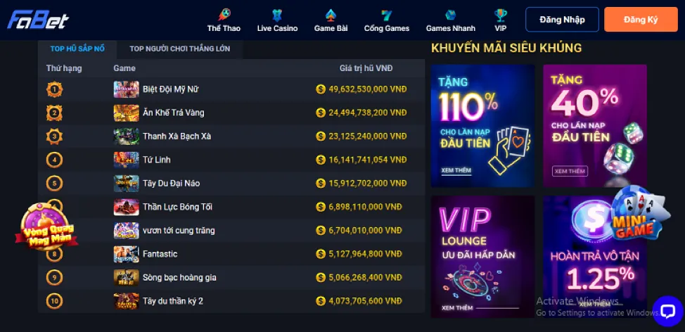 Thưởng nạp tiền lần đầu 567win nhà cái
